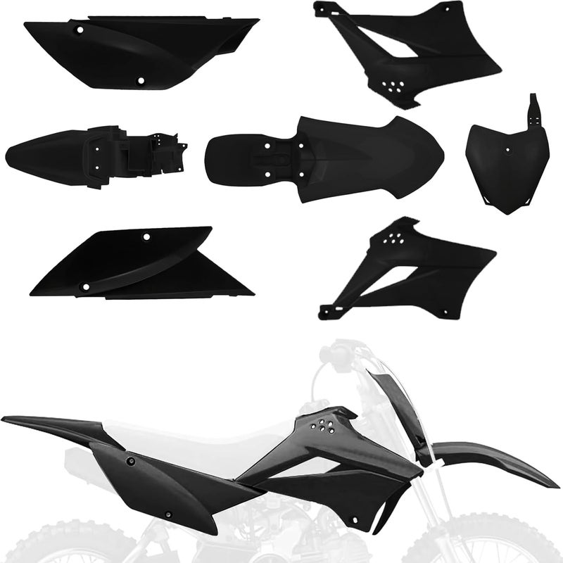 BAOUFF Plastics Kit for KLX110,Dirt Bike Fairing Body Work Set Mudguard with Number Plate for Pit Bike KLX 110 2010-2025/KLX 110L 2010-2024 Black - Image 1